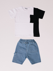 Boys' Pocket Detail Jersey Top and Denim Shorts Set - Ages 3-10